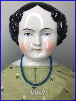 21 Antique German Porcelain China Head Doll Kestner Flat Top 1860's #o