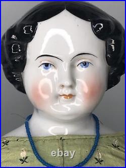 21 Antique German Porcelain China Head Doll Kestner Flat Top 1860's #o