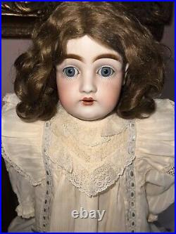 21'' Antique Kestner German Bisque Doll 154 dep, blue sleepy eyes