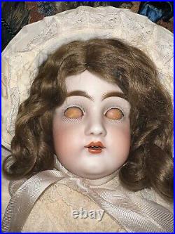 21'' Antique Kestner German Bisque Doll 154 dep, blue sleepy eyes