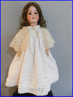 22 Antique German Bisque Head Doll Marked B 3 Wood Jointed Body Nice Clothing