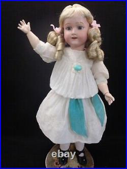 22 tall rare c1920 Morimura Dolly face bisque head doll in Antique dress
