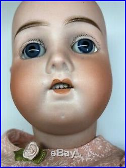 23 Antique German Bisque Doll B4 Ball Jointed Body Adorable Brunette Blue Eyes