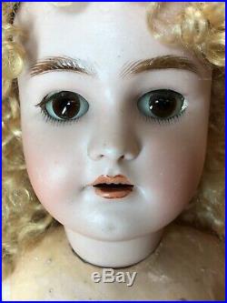 23 Antique German Bisque Doll Heinrich Handwerck S & H 3 Brown Sleep Eyes