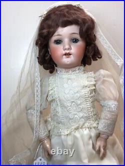 23 Antique Germany Bisque Doll Heubach Kopplesdorf 250 Brunette Bride Wedding