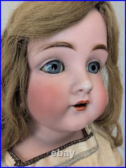 24.5 Antique German Kestner 154 Bisque Doll Leather Body SL BL Eye Blonde Sc5