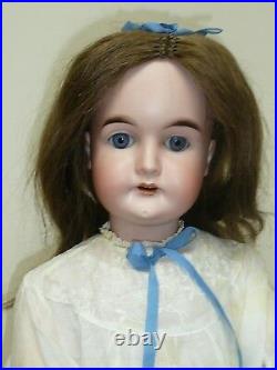 24.5 Antique German Kral Hartmann 3 Bisque Doll, Compo BJ Body, Blue Sleep Eyes