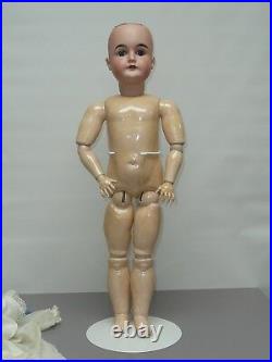 24.5 Antique German Kral Hartmann 3 Bisque Doll, Compo BJ Body, Blue Sleep Eyes