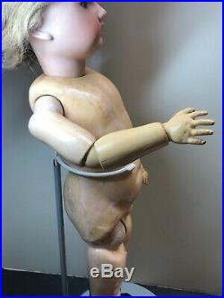 24 Antique CM Bergman Brown Sleep Eyes Ball jointed Body HH Wig Blonde Doll SC2
