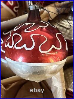24 Vintage 1940's-50's German Christmas Ornaments Twist Indent Lantern Ball