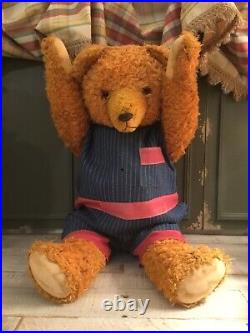25 ANTIQUE 1930s GERMAN ORANGE ARTIFICIAL SILK TEDDY BEAR (one of two brothers)
