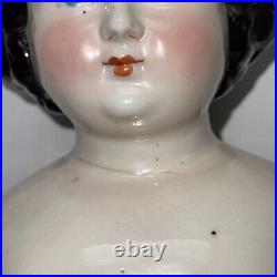 25 Antique German A W Fr. Kister 1860-70's Flattop Red Eyeliner China Doll #L