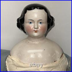 25 Antique German A W Fr. Kister 1860-70's Flattop Red Eyeliner China Doll #L
