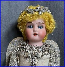 #264 ASSEMBLAGE Alter Art 14 German Antique Bisque Doll Kid Body ANGEL Jeweled