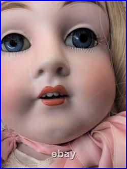 26 Antique German Kestner DEP 154 Bisque Doll Leather Body Blonde SL BL Eye #L