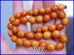 26gr Antique German Press Koningsberg Amber Beads Necklace Butterscotch