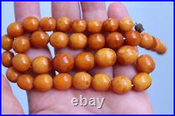 26gr Antique German Press Koningsberg Amber Beads Necklace Butterscotch