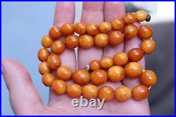 26gr Antique German Press Koningsberg Amber Beads Necklace Butterscotch