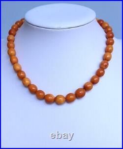 26gr Antique German Press Koningsberg Amber Beads Necklace Butterscotch