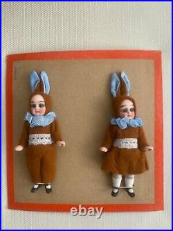 2 antique porcelain dolls on a sales card-Hertwig& Co