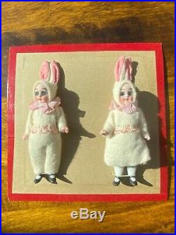 2 antique porcelain dolls on a sales card-Hertwig& Co