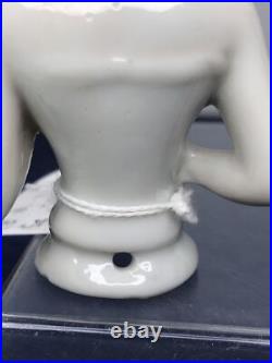 3.25 Antique German Bisque Half 1/2 Doll Lady With Vintage Wig CC