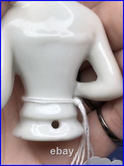 3.25 Antique German Bisque Half 1/2 Doll Lady With Vintage Wig CC