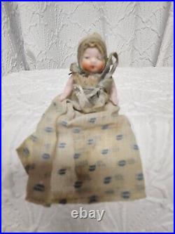 3 Antique German Miniature 3 Painted Bisque Dollhouse Dolls HERWIG LIMBACH
