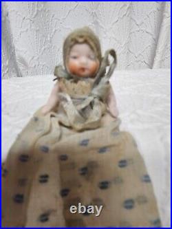 3 Antique German Miniature 3 Painted Bisque Dollhouse Dolls HERWIG LIMBACH