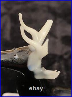 (3) Rare Antique German Bimini Blown Glass Stag Deer Reindeer White Black