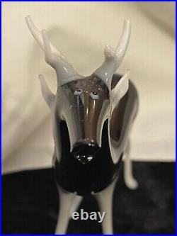 (3) Rare Antique German Bimini Blown Glass Stag Deer Reindeer White Black