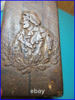 4 Antique German Birch Bark Snuff Box F. Schiller Portrait vintage RARE