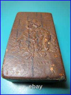 4 Antique German Birch Bark Snuff Box F. Schiller Portrait vintage RARE