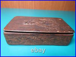 4 Antique German Birch Bark Snuff Box F. Schiller Portrait vintage RARE