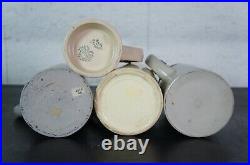 4 Antique & Vintage German Plain Lidded Ceramic Stoneware Beer Steins 6 to 10 4 Antique & Vintage German Plain Lidded Ceramic Stoneware Beer Steins 6 to 10