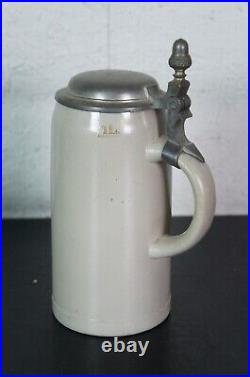 4 Antique & Vintage German Plain Lidded Ceramic Stoneware Beer Steins 6 to 10 4 Antique & Vintage German Plain Lidded Ceramic Stoneware Beer Steins 6 to 10