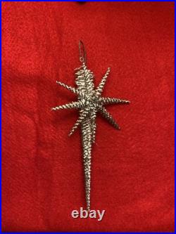 4 Antique Vintage German Wire Metal Tinsel Wrapped Christmas Tree StarvOrnaments