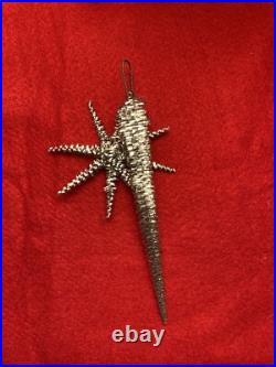 4 Antique Vintage German Wire Metal Tinsel Wrapped Christmas Tree StarvOrnaments