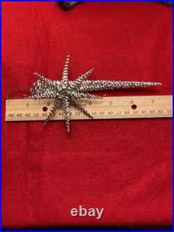 4 Antique Vintage German Wire Metal Tinsel Wrapped Christmas Tree StarvOrnaments