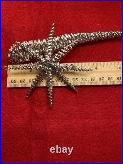 4 Antique Vintage German Wire Metal Tinsel Wrapped Christmas Tree StarvOrnaments