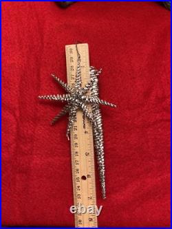 4 Antique Vintage German Wire Metal Tinsel Wrapped Christmas Tree StarvOrnaments