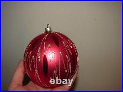 4 X Large Jumbo Vintage Mercury Glass Christmas Ornaments German Mica Stripe