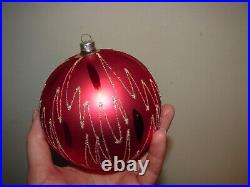 4 X Large Jumbo Vintage Mercury Glass Christmas Ornaments German Mica Stripe