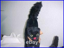 4 pc Vintage German STEIFF Black Halloween CAT FAMILY Mohair & Velvet 1960's