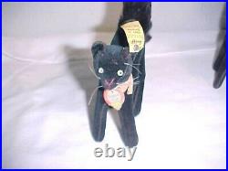 4 pc Vintage German STEIFF Black Halloween CAT FAMILY Mohair & Velvet 1960's