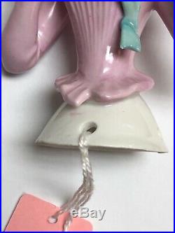 5 Antique German Porcelain Half 1/2 Doll Pink Bodice Detailed Hat Gray Hair #CC