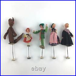 5 German BAPS Rod Puppets Lot Vintage Antique