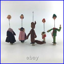 5 German BAPS Rod Puppets Lot Vintage Antique