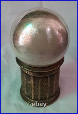 5 antique German silver color Heavy Glass ball kugel with brass cap