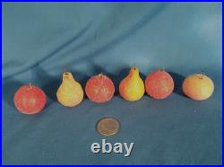 6 Antique German Spun Cotton Mica Sugared Fruit Feather Tree Christmas Ornaments 6 Antique German Spun Cotton Mica Sugared Fruit Feather Tree Christmas Ornaments